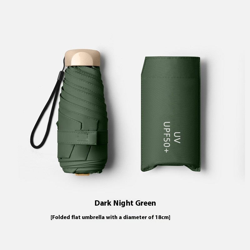Flat Five-fold Six-bone Sun Protection Sunshade Mini Capsule Umbrella