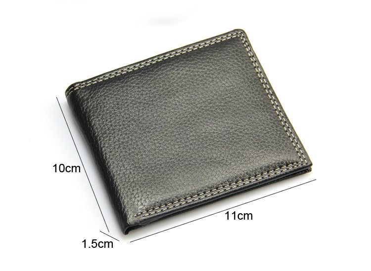 Slim PU Leather Wallet Men's Card Case Solid Color Classic