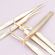 Golden Eyelash Tweezers – Stainless Steel Flowering Lash Extension Tool