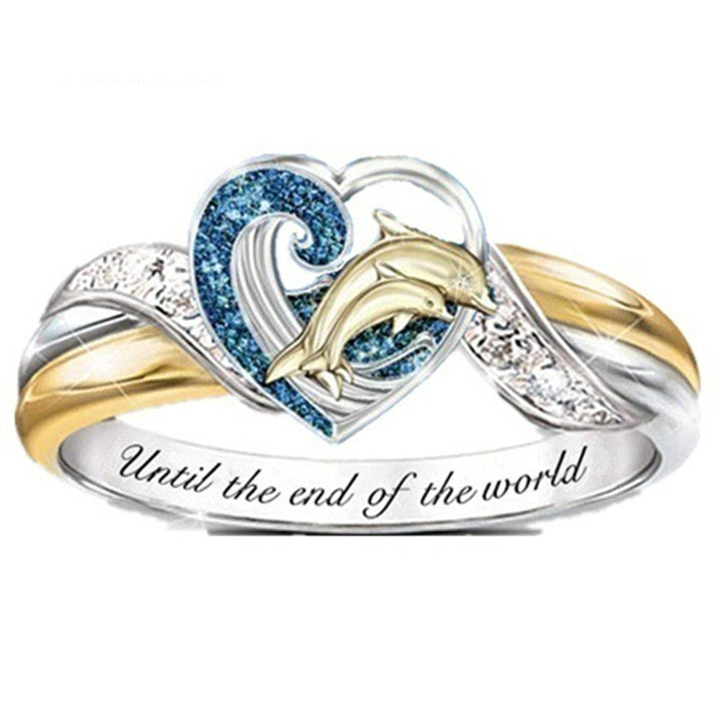Elegant Unisex Dolphin Sapphire Electroplated Metal Engagement Ring