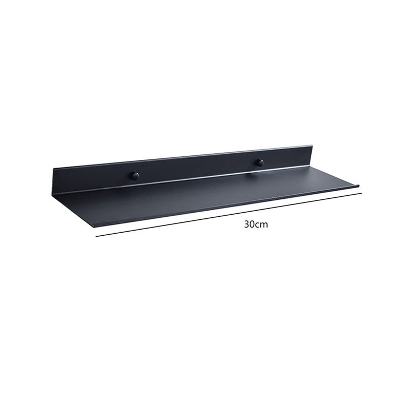Black No-Drill Bathroom Shelf – Adhesive Wall-Mounted, Rustproof