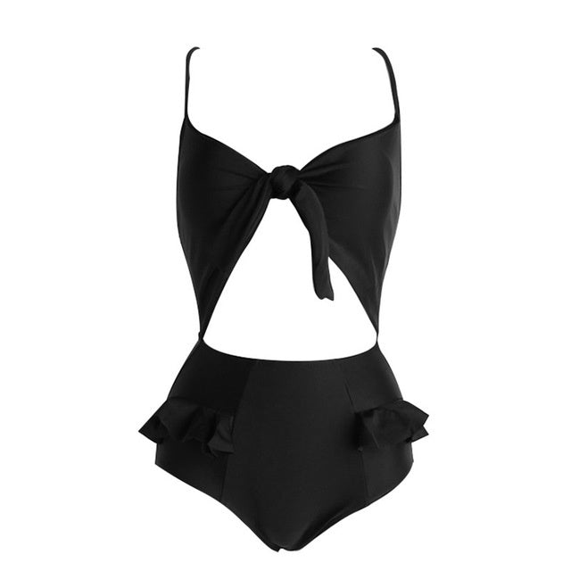 High waist bow hot spring swimming costume