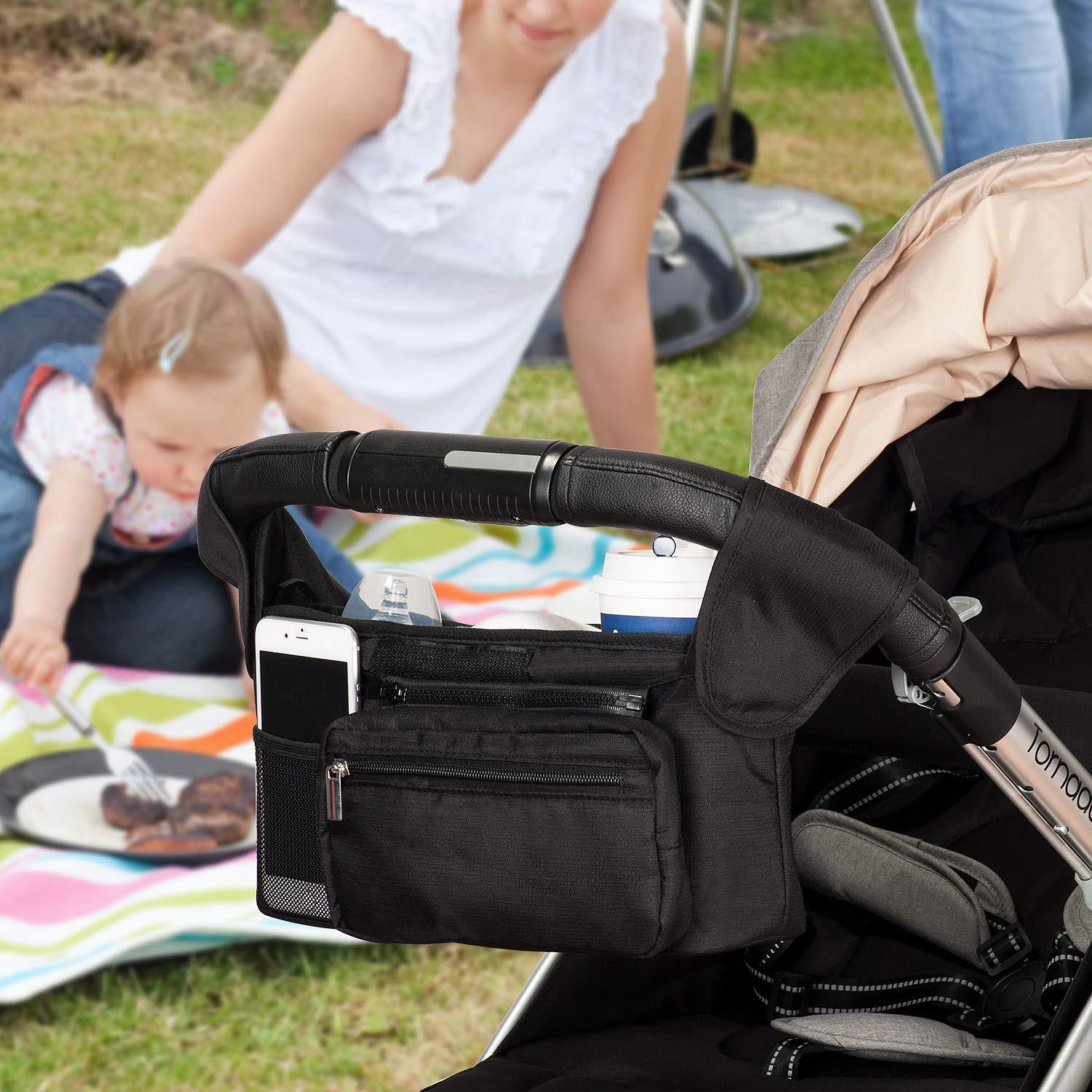 Waterproof Stroller Organizer Bag – Universal, Cup Holders