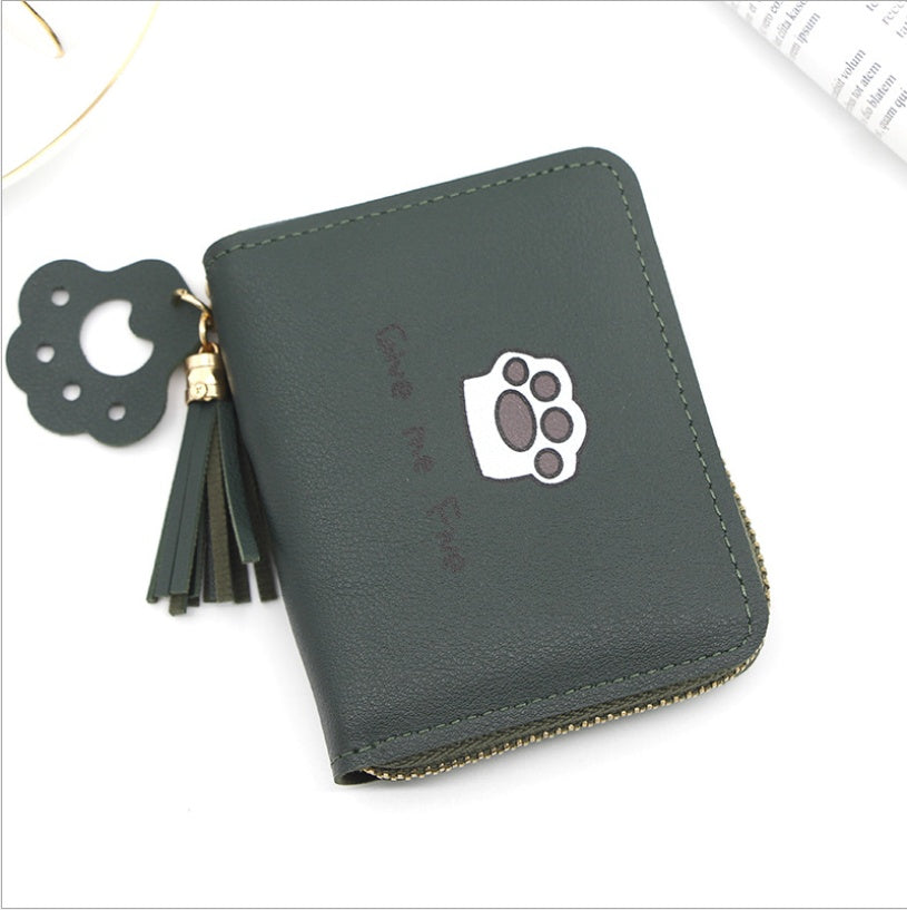 Slim PU Leather Cat Pattern Card Wallet Women Chic
