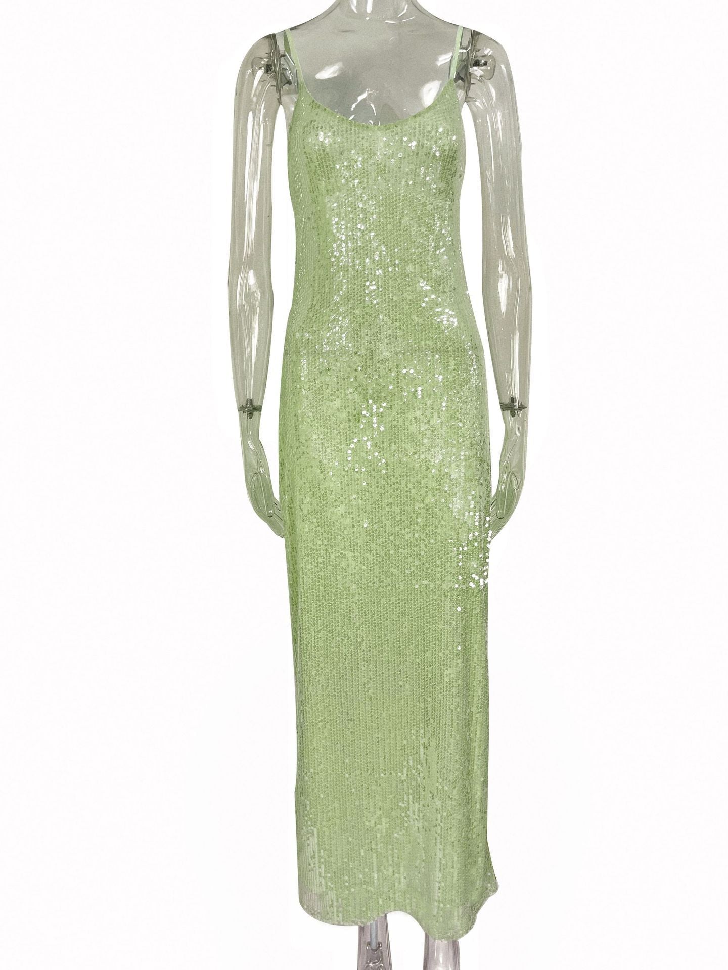 Sling Backless Slim Fit Sequins Formal Dress