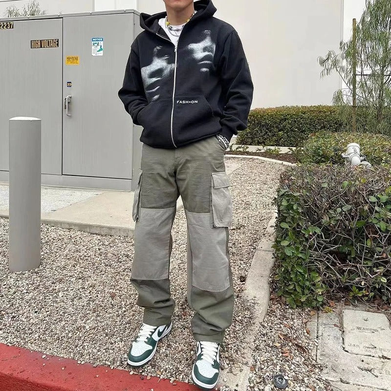 Unisex Y2K Zip Hoodie Korean Style Loose Fit Fleece