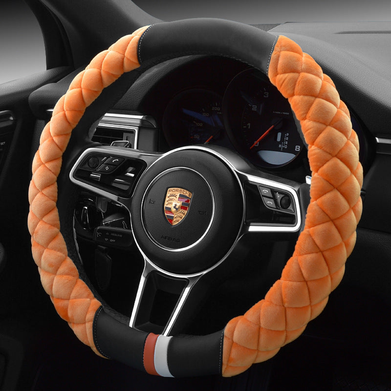 Universal Plush Steering Wheel Cover – Cute Winter Footprint Design (38cm)