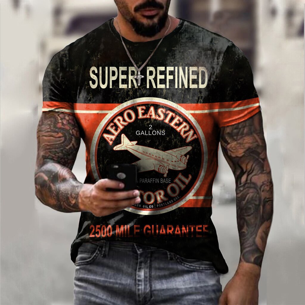 Men's Sports Round Neck Slim  Printed T-shirt
