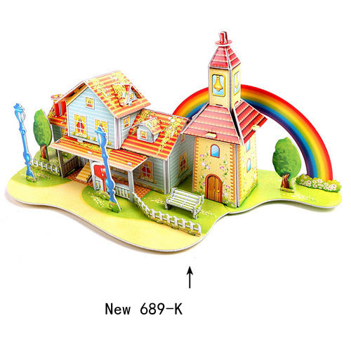 Children's 3D Three Dimensional Puzzle Paper Educational Toys Diy Building Hut