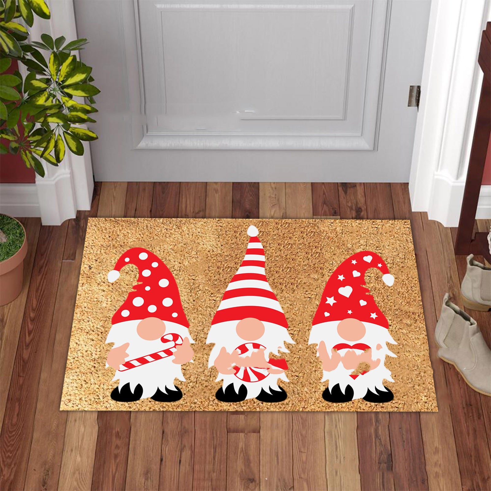 Christmas Series Flannel Floor Mat Non-slip Fluffy Carpet