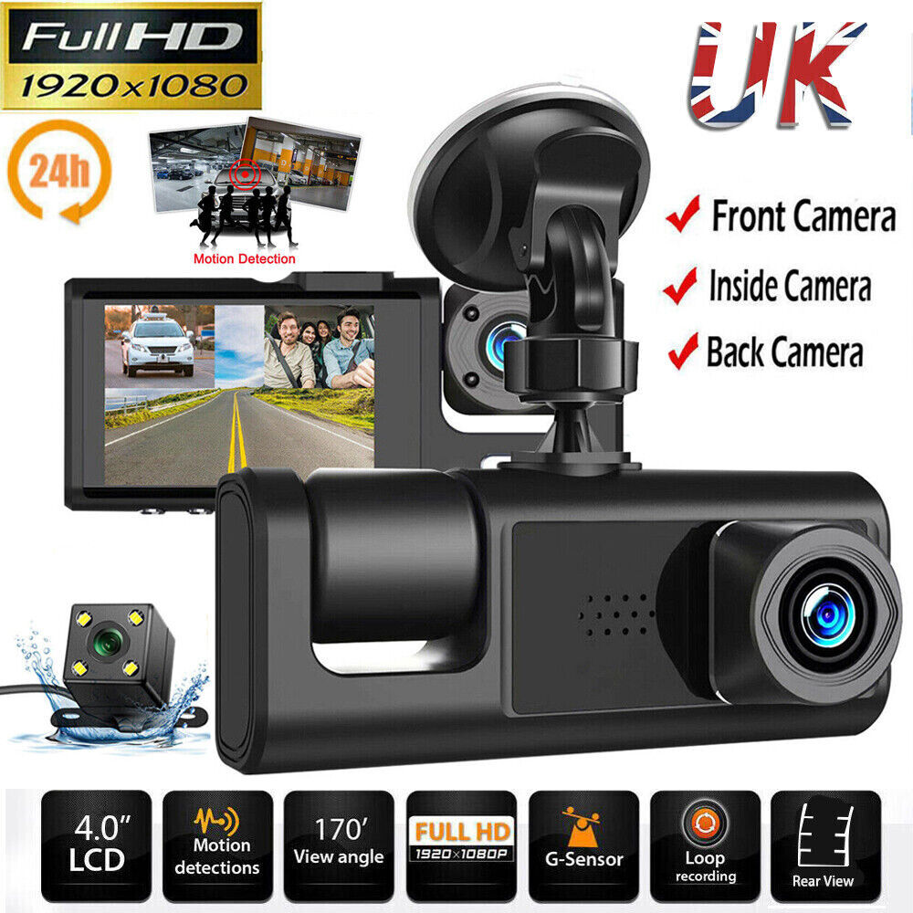 1080P Dual Lens Car Dash Cam with G-Sensor, Front and Rear Video Recorder