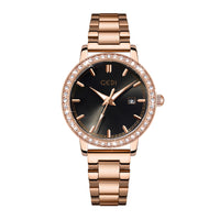 Rose Gold Strap Black Plate