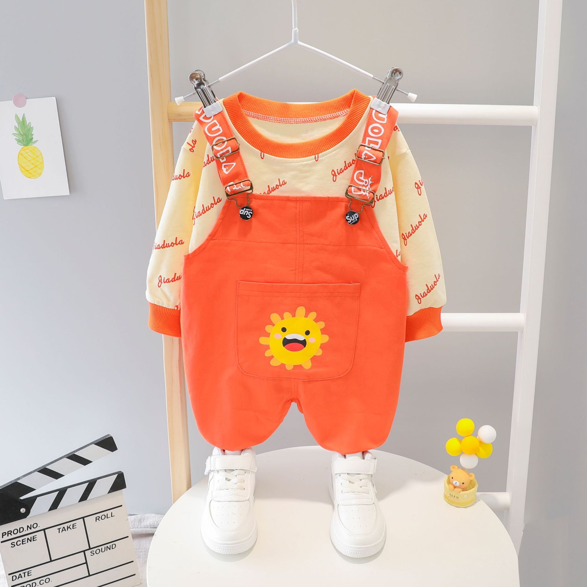 Long-sleeved Trousers And Hooded Sweater Baby Two-piece Suit
