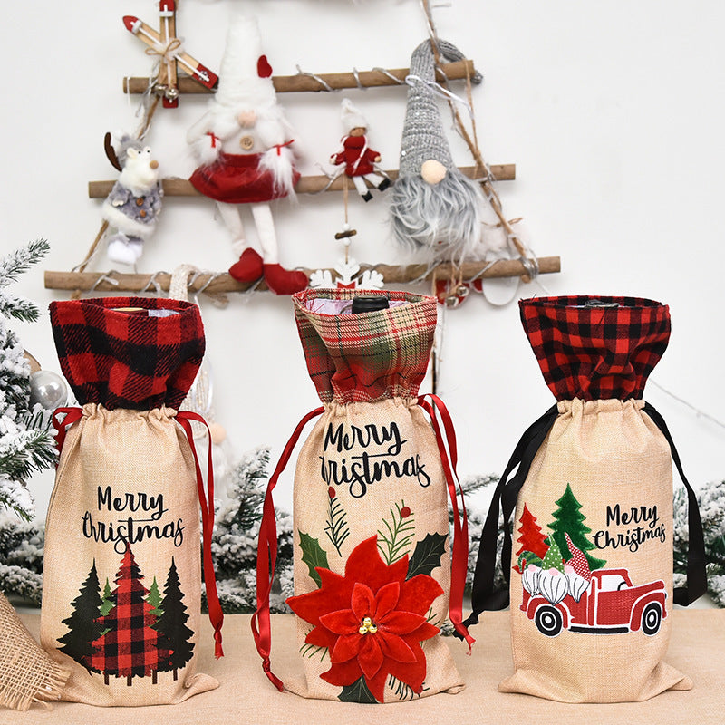Christmas Wine Bottle Decoration Set for Home Furnishing