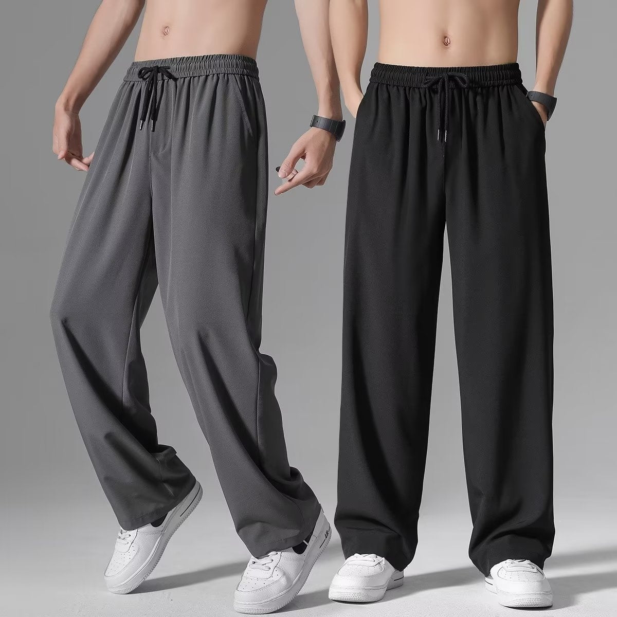 Men’s Ice Silk Quick-Dry Thin Wide-Leg Summer Pants