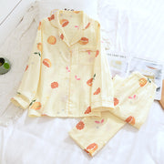 Women's Fashion Print Long Sleeve Cotton Yarn Loungewear Set