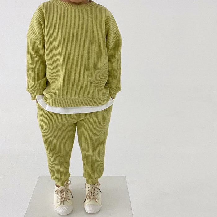 Infant Children’s Sports Suit – Spring and Autumn Korean Baby Casual Sweater and Trousers Two-Piece Set for Boys and Girls