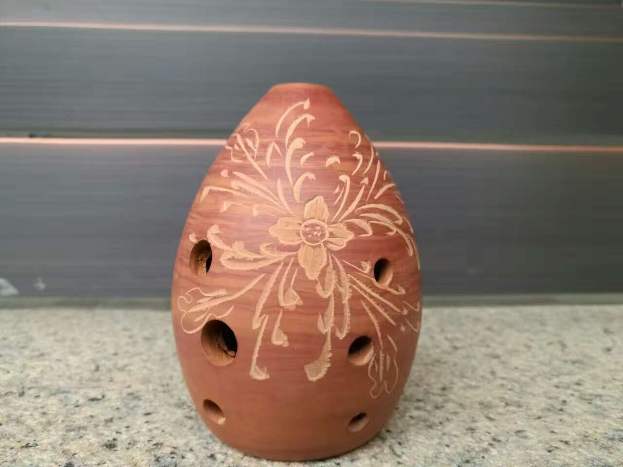 Nickel-Plated Eight-Hole Pear-Shaped Ancient Xun Musical Instrument with Seven Star Design