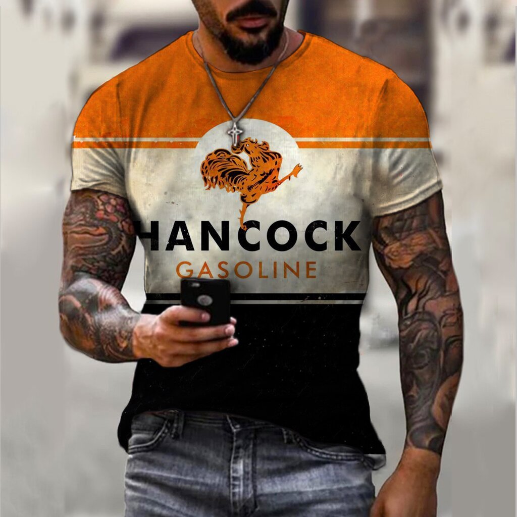 Men's Sports Round Neck Slim  Printed T-shirt