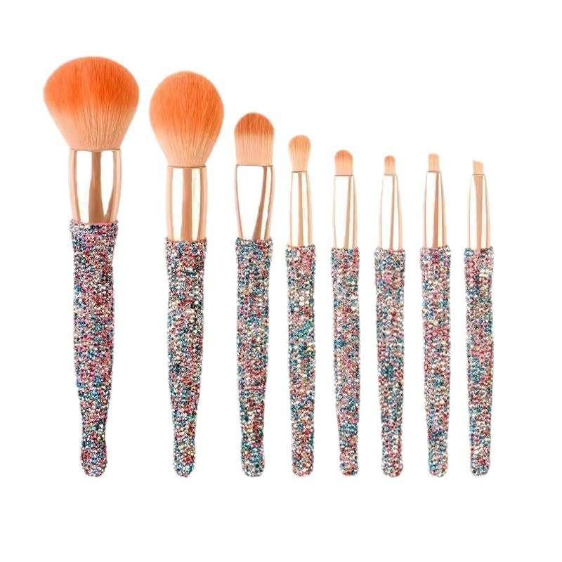 Diamond Makeup Brush Set – 8-Piece Luxury Crystal Handle Brushes