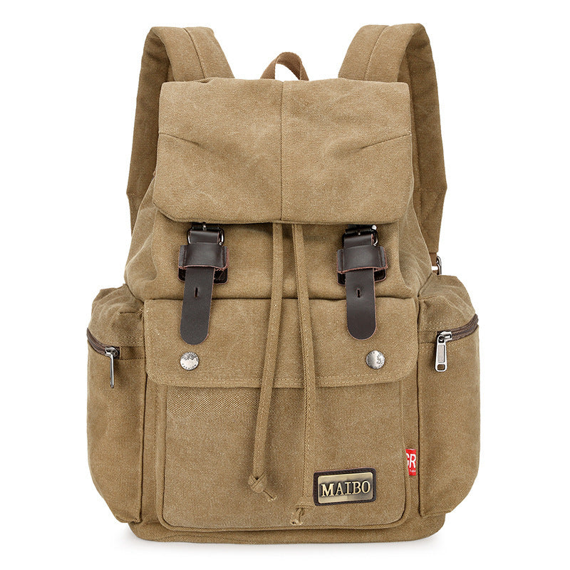 Unisex Canvas Bucket Backpack Large Capacity Travel Bag