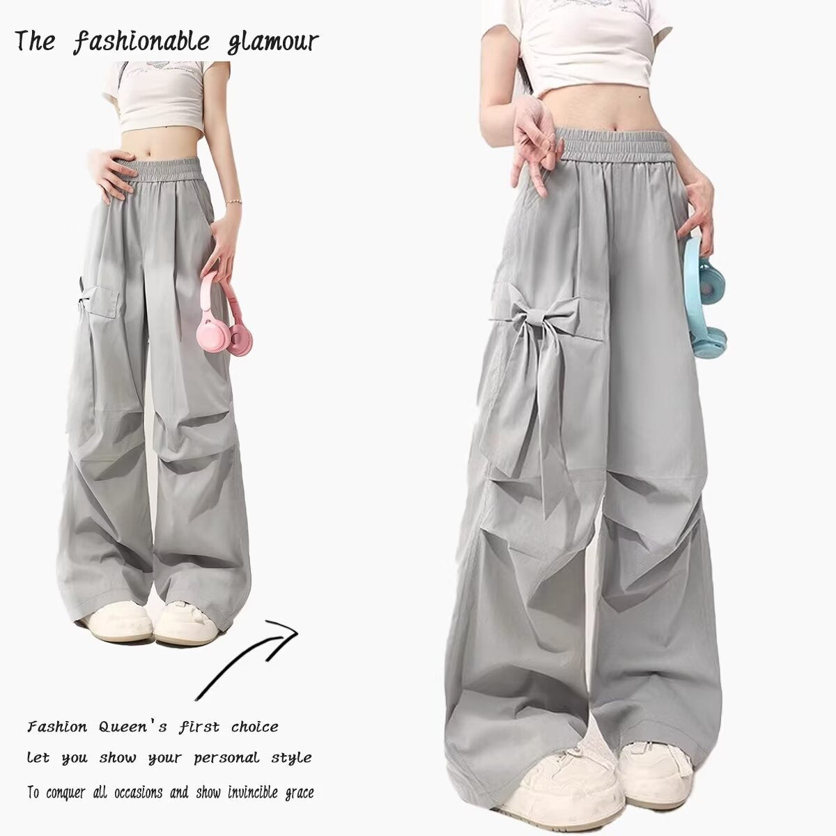 Loose Straight Casual Girl's Design Sense Workwear Pants