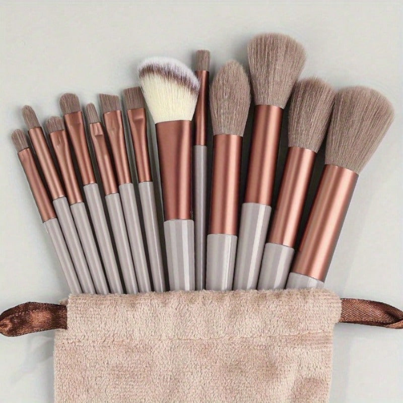 Professional Makeup Brush Set – 13pcs Soft Fluffy Foundation, Powder, Eyeshadow, Kabuki, Sponge & Beginner Kit