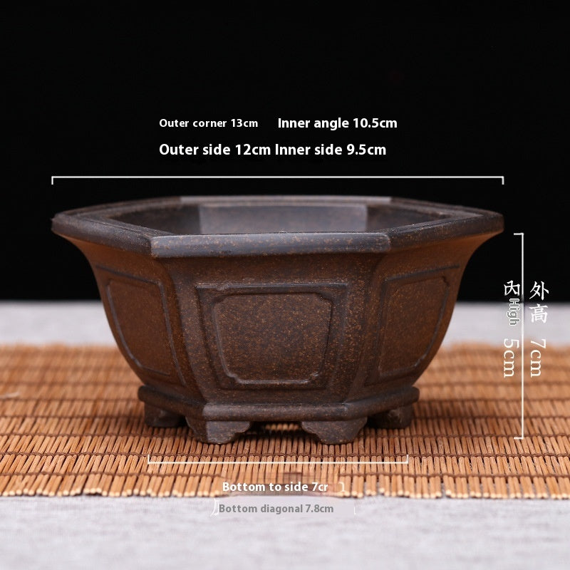 Purple Sand Flowerpot Hexagonal Square Classical Ceramic Gardening