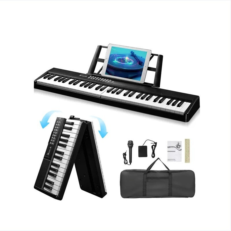 Portable 61-Key Folding Semi-Weighted Digital Piano with Dual Bluetooth Connectivity