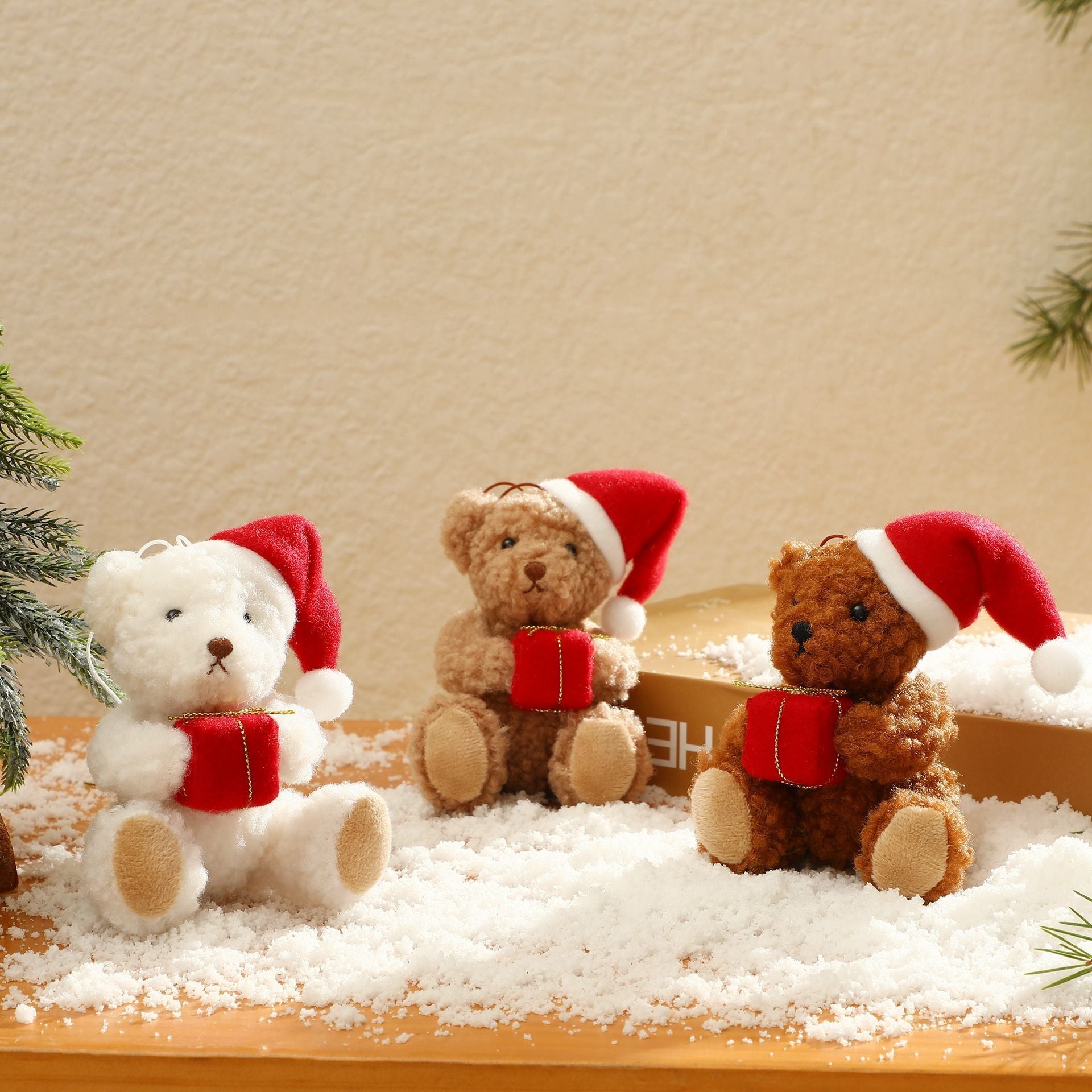 Red Christmas Hat Cute Bear Ornaments