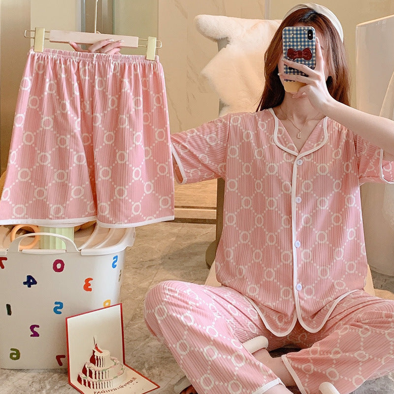 Women's Fashion Casual Printing Cotton Outer Wear Three-piece Suit