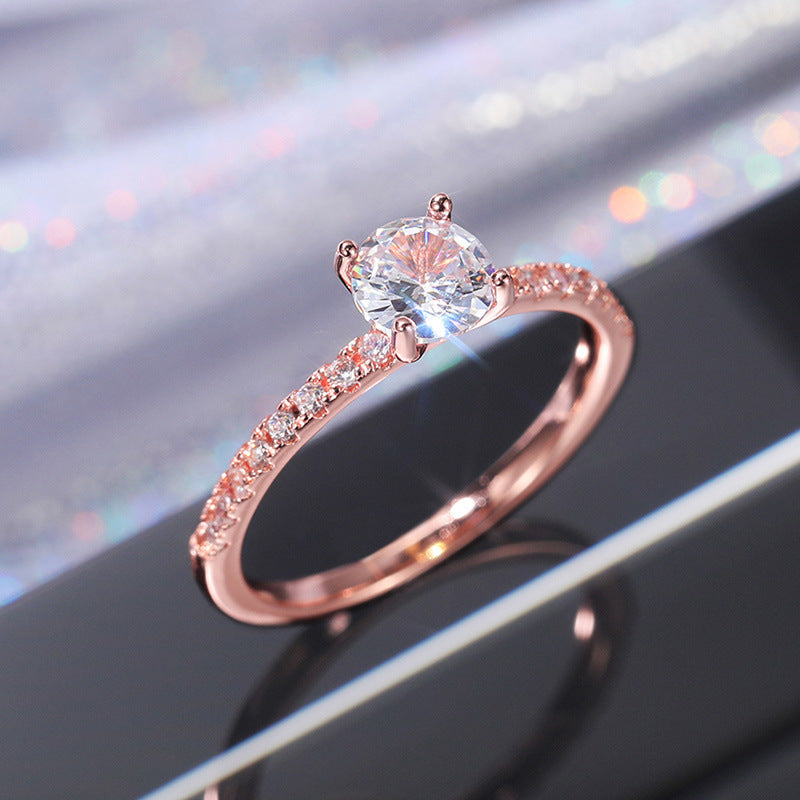 European And American Simple Zircon Engagement Wedding Ring