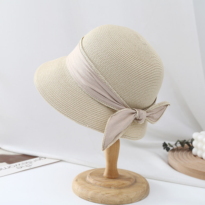 Simple Ribbon Bow Bucket Hat Women's Sun Hat