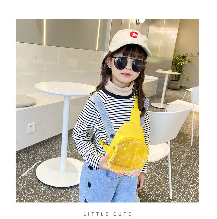 Kids' PU Leather Chest Bag – Solid Color, Lightweight & Stylish Shoulder Pack