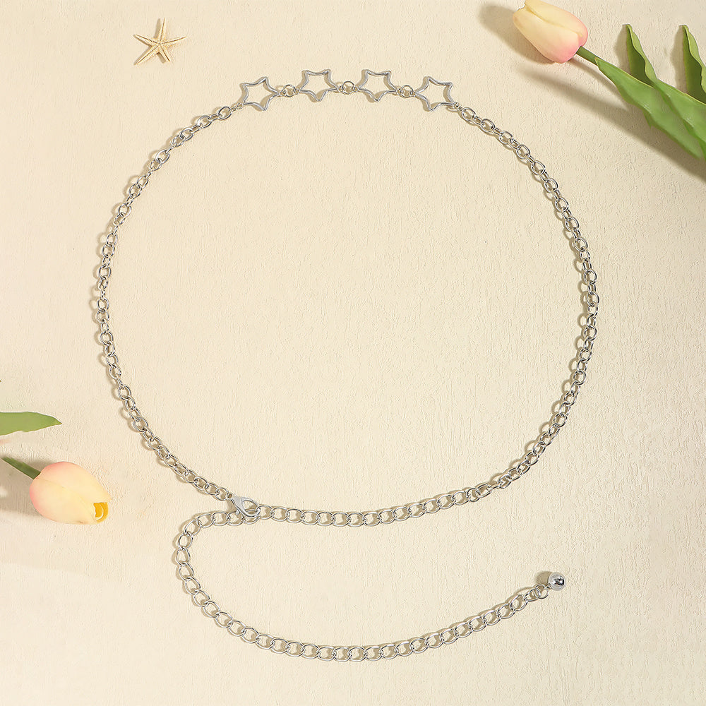 Women's Five-Pointed Star Metal Waist Chain for Dresses and Jeans