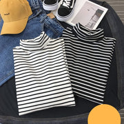 Women's Striped High Neck Top Relaxed Fit Polyester