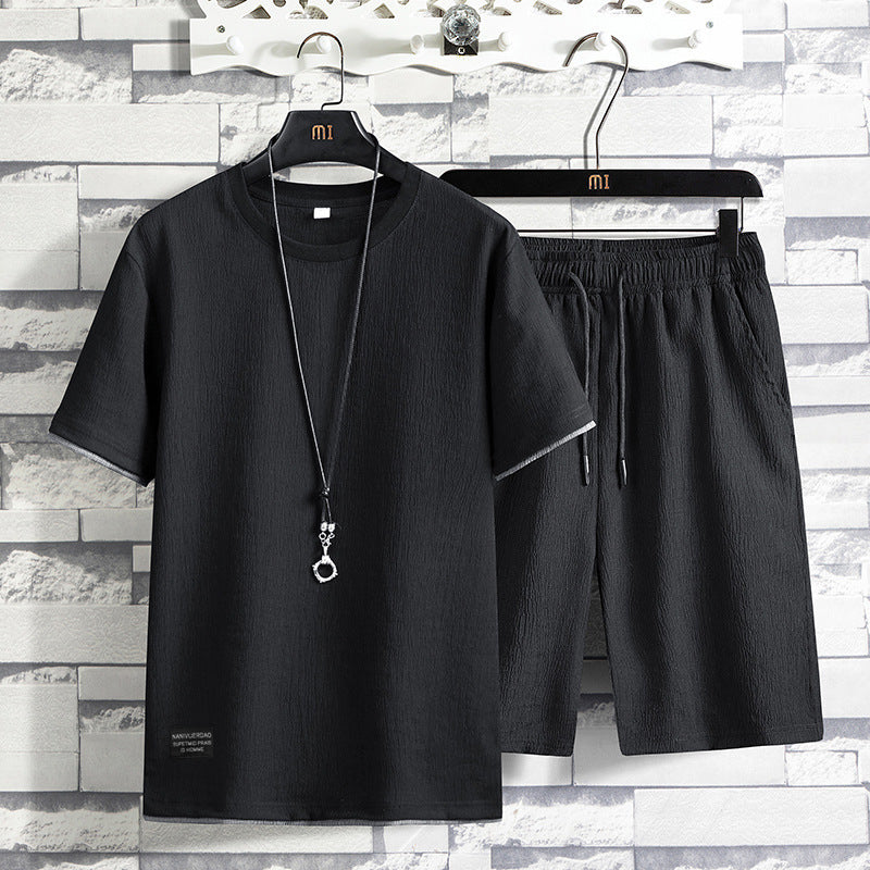Men's Short Sleeved T-shirt Two-piece Set