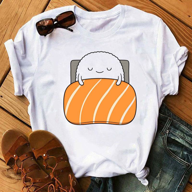 Women's Milk Silk Sushi Hug Short Sleeve Tee Gray
