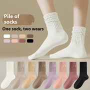 Autumn & Winter Korean Style Cotton Mid-Calf Socks for Girls – Cozy Warm Trendy