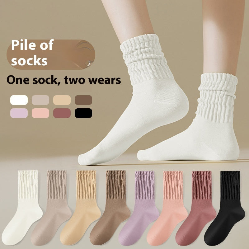 Autumn & Winter Korean Style Cotton Mid-Calf Socks for Girls – Cozy Warm Trendy