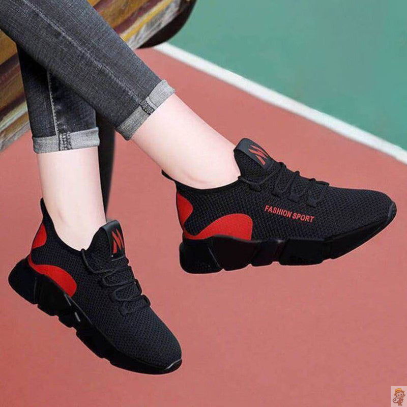 Women's Casual Lace Up Sneakers With Thick Heels Mesh