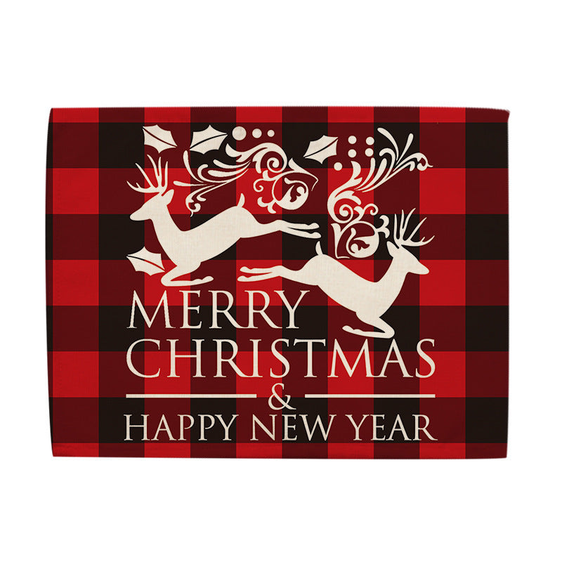 Christmas Series Cotton And Linen Placemat Dining Table Cushion Heat Proof Mat Anti-scald