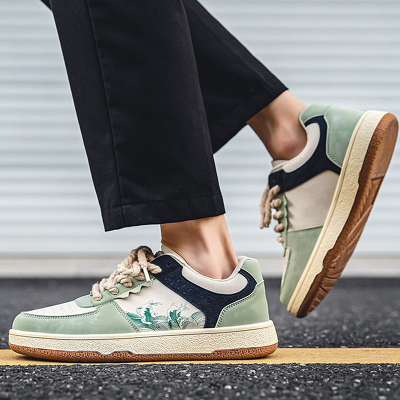 Men’s Lace-Up Casual Sneakers – Thick Sole Fashion Comfortable Breathable Walking Shoes