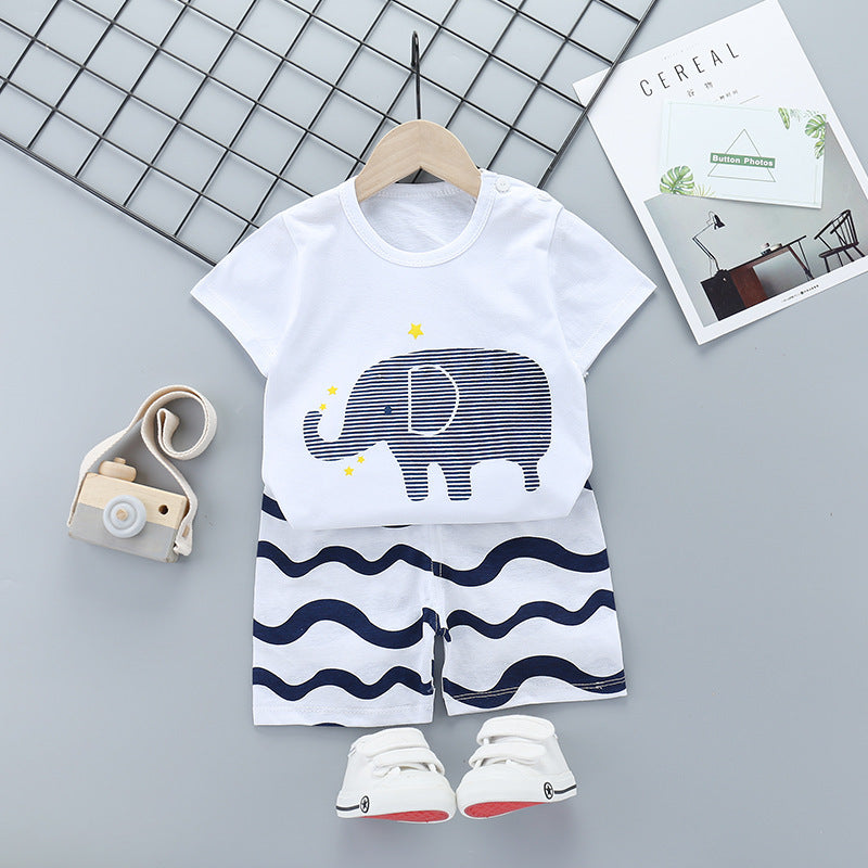 Cartoon Print Children’s Short Sleeve Outfit Set – Fun & Comfortable Wear