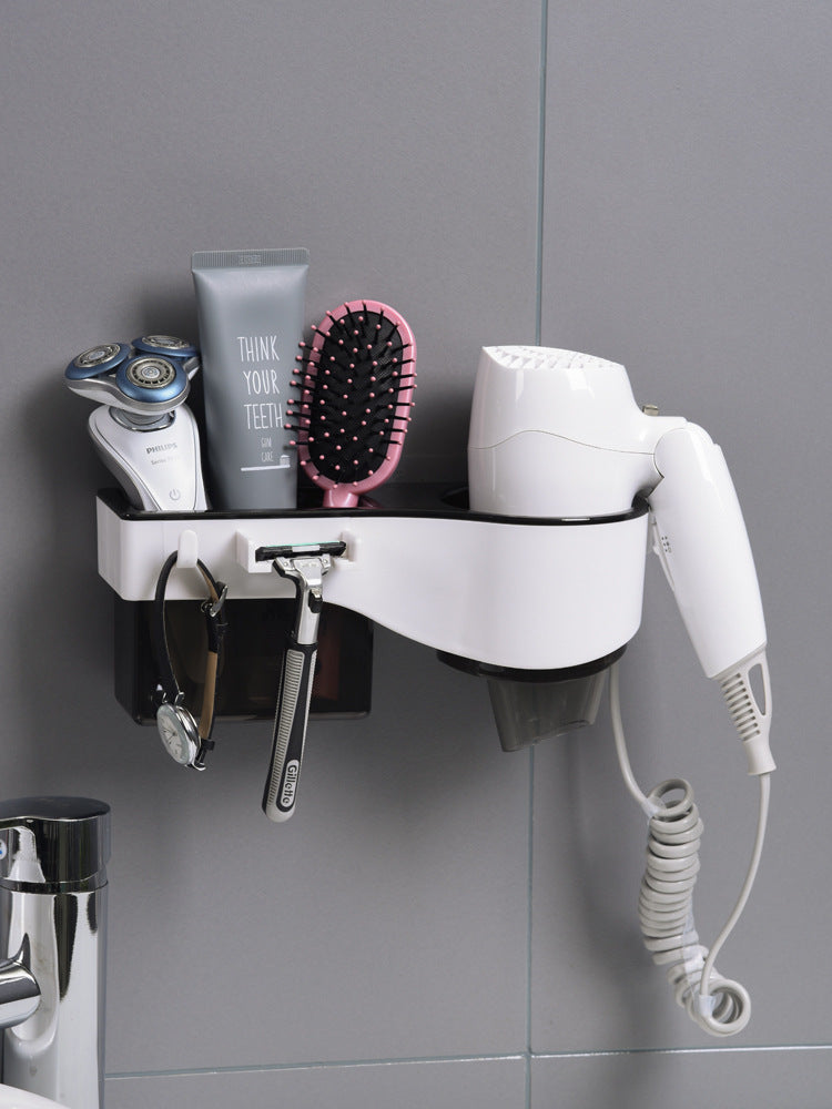 Bathroom Wall-Mounted Rack – Shelf with Towel Bar & Hooks
