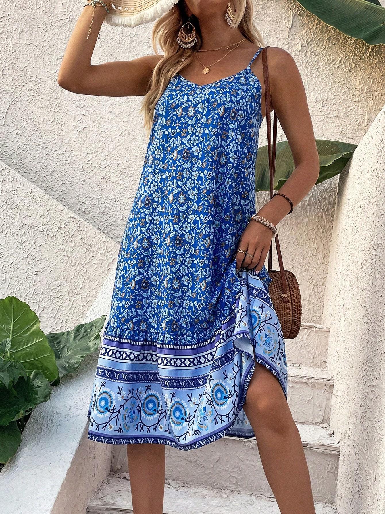 Women's Sleeveless Printed Casual Dress Maxi Vacation Beach Outfit