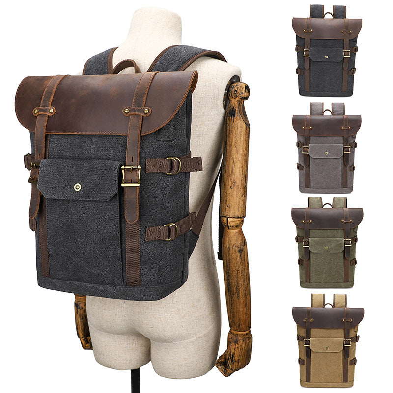 Unisex Casual Canvas Backpack Solid Color Laptop USB