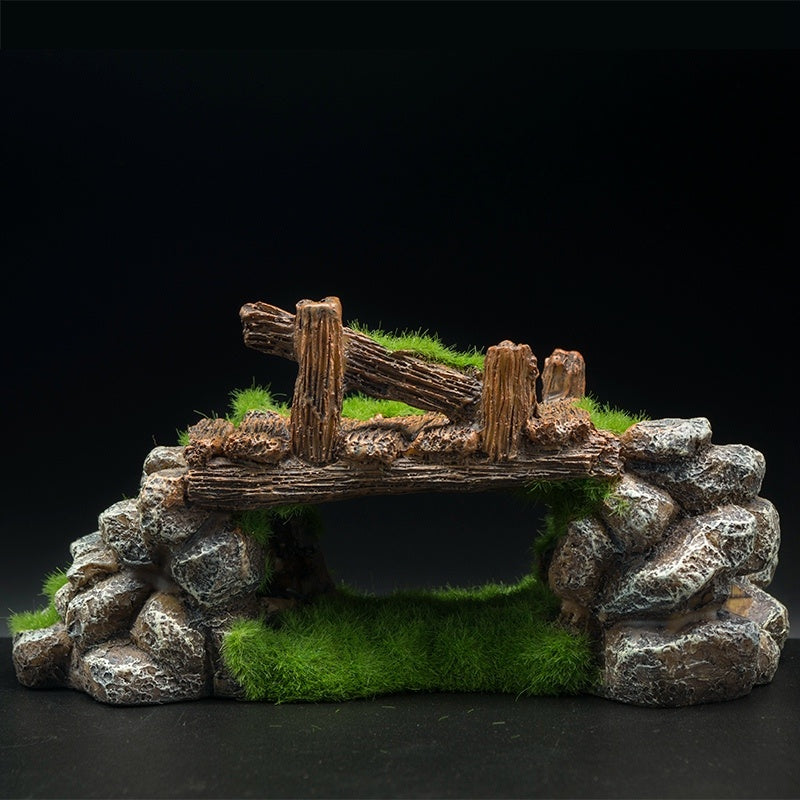 Flocked Resin Landscape Stone Aquarium Decor