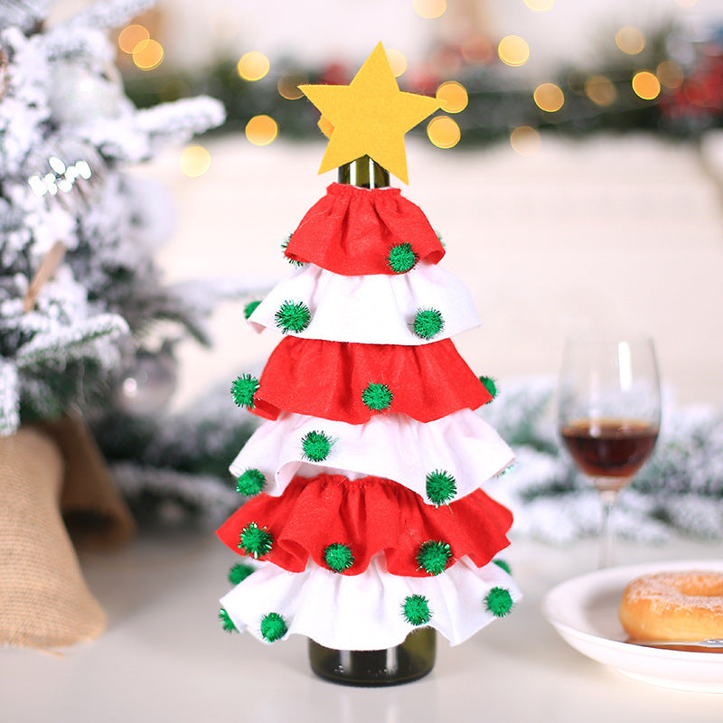 Christmas Wine Bottle Cover Decoration with Tree Ball for Home and Table Decor