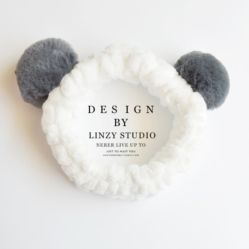 Cute Panda Ear Fleece Headband – Soft Makeup & Skincare Hair Wrap